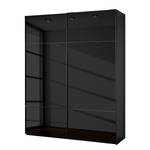 Armoire à portes coulissantes Samaya Verre noir / Noir - 181 cm (2 portes) - 223 cm - Sans portes miroir - Verre noir / Noir - 181 x 223 cm - Sans portes miroir