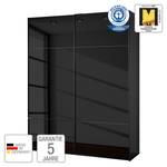 Schwebetürenschrank Samaya Glas Schwarz / Schwarz - 181 x 223 cm - Ohne Spiegeltür/-en