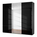 Schwebetürenschrank Samaya Zwart glas/Zwart - 242 cm (3 deur) - 223cm - Met spiegeldeuren - Zwart glas/Zwart - 242 x 223 cm - Met spiegeldeuren