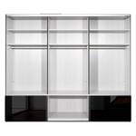 Schwebetürenschrank Samaya Zwart glas/Zwart - 271cm (3-deurs) - 223cm - Zonder spiegeldeuren - Zwart glas/Zwart - 271 x 223 cm - Zonder spiegeldeuren