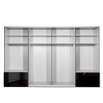 Schwebetürenschrank Samaya Zwart glas/Zwart - 360cm (4-deurs) - 223cm - Met spiegeldeuren - Zwart glas/Zwart - 360 x 223 cm - Met spiegeldeuren