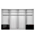 Armoire à portes coulissantes Samaya Verre noir / Noir - 322 cm (4 porte) - 235 cm - Avec portes miroir - Verre noir / Noir - 322 x 235 cm - Avec portes miroir