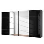 Schwebetürenschrank Samaya Zwart glas/Zwart - 399 cm (4 deur) - 223cm - Met spiegeldeuren - Zwart glas/Zwart - 399 x 223 cm - Met spiegeldeuren