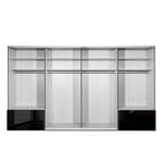 Schwebetürenschrank Samaya Zwart glas/Zwart - 399 cm (4 deur) - 235 cm - Met spiegeldeuren - Zwart glas/Zwart - 399 x 235 cm - Met spiegeldeuren