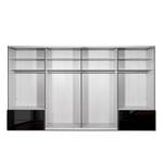 Schwebetürenschrank Samaya Zwart glas/Zwart - 399 cm (4 deur) - 223cm - Zonder spiegeldeuren - Zwart glas/Zwart - 399 x 223 cm - Zonder spiegeldeuren