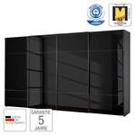 Armoire à portes coulissantes Samaya Verre noir / Noir - 399 cm (4 porte) - 235 cm - Sans portes miroir - Verre noir / Noir - 399 x 235 cm - Sans portes miroir