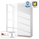 Schwebetürenschrank Samaya Glas Weiß / Weiß - 181 x 223 cm - Mit Spiegeltür/-en