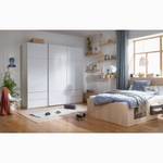 Armoire à portes coulissantes Samaya Verre blanc / Blanc - 242 cm (3 porte) - 223 cm - Sans portes miroir - Verre blanc / Blanc - 242 x 223 cm - Sans portes miroir