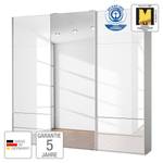 Schwebetürenschrank Samaya Glas Weiß / Weiß - 242 x 235 cm - Mit Spiegeltür/-en