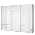 Armoire à portes coulissantes Samaya Verre blanc / Blanc - 300 cm (3 portes) - 223 cm - Sans portes miroir - Verre blanc / Blanc - 300 x 223 cm - Sans portes miroir