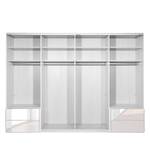 Schwebetürenschrank Samaya Wit glas/wit - 322 cm (4 deur) - 223cm - Met spiegeldeuren - Wit glas/wit - 322 x 223 cm - Met spiegeldeuren