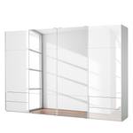 Schwebetürenschrank Samaya Wit glas/wit - 360cm (4-deurs) - 235 cm - Met spiegeldeuren - Wit glas/wit - 360 x 235 cm - Met spiegeldeuren