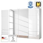 Schwebetürenschrank Samaya Wit glas/wit - 360cm (4-deurs) - 235 cm - Met spiegeldeuren - Wit glas/wit - 360 x 235 cm - Met spiegeldeuren