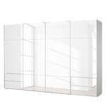 Schwebetürenschrank Samaya Wit glas/wit - 360cm (4-deurs) - 223cm - Zonder spiegeldeuren - Wit glas/wit - 360 x 223 cm - Zonder spiegeldeuren