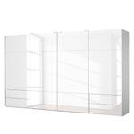 Schwebetürenschrank Samaya Wit glas/wit - 399 cm (4 deur) - 223cm - Zonder spiegeldeuren - Wit glas/wit - 399 x 223 cm - Zonder spiegeldeuren