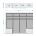 Schwebetürenschrank Samaya Wit glas/wit - 399 cm (4 deur) - 223cm - Zonder spiegeldeuren - Wit glas/wit - 399 x 223 cm - Zonder spiegeldeuren