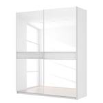 Schwebetürenschrank SKØP Alpinweiß / Glas Weiß - 181 x 222 cm - 2 Türen - Premium