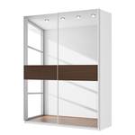 Armoire à portes coulissantes Skøp Blanc alpin / Imitation noyer Miroir en verre - 181 x 236 cm - 2 porte - Confort