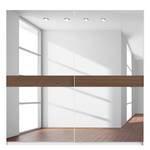 Schwebetürenschrank SKØP Alpinweiß / Spiegelglas Nussbaum Dekor - 225 x 222 cm - 2 Türen - Comfort