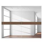 Schwebetürenschrank SKØP Alpinweiß / Spiegelglas / Nussbaum Royal Dekor - 270 x 222 cm - 2 Türen - Classic