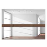 Schwebetürenschrank SKØP Alpinweiß / Spiegelglas Nussbaum Dekor - 315 x 222 cm - 3 Türen - Basic