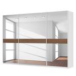 Schwebetürenschrank SKØP Alpinweiß / Spiegelglas / Nussbaum Royal Dekor - 315 x 222 cm - 3 Türen - Premium