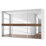 Armoire à portes coulissantes Skøp Blanc alpin / Imitation noyer Miroir en verre - 360 x 222 cm - 3 portes - Premium