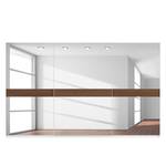 Armoire à portes coulissantes Skøp Blanc alpin / Imitation noyer Miroir en verre - 360 x 222 cm - 3 portes - Premium