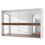Armoire à portes coulissantes Skøp Blanc alpin / Imitation noyer Miroir en verre - 360 x 222 cm - 4 portes - Premium