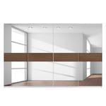 Schwebetürenschrank SKØP Alpinweiß / Spiegelglas / Nussbaum Royal Dekor - 360 x 236 cm - 4 Türen - Premium