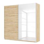 Armoire à portes coulissantes Skøp Imitation chêne de Sonoma / Blanc brillant - 225 x 222 cm - 2 porte - Premium