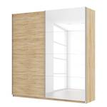 Armoire à portes coulissantes Skøp Imitation chêne de Sonoma / Blanc brillant - 225 x 236 cm - 2 porte - Basic