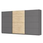 Zweefdeurkast Skøp Grafietkleurig/Sonoma eikenhouten look/spiegel - 405 x 222 cm - 3 deuren - Premium