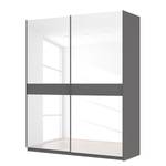 Schwebetürenschrank SKØP Graphit / Glas Weiß - 181 x 222 cm - 2 Türen - Basic