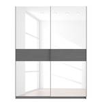 Schwebetürenschrank SKØP Graphit / Glas Weiß - 181 x 236 cm - 2 Türen - Premium