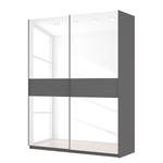 Schwebetürenschrank SKØP Graphit / Glas Weiß - 181 x 236 cm - 2 Türen - Premium