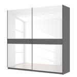 Schwebetürenschrank SKØP Graphit / Glas Weiß - 225 x 222 cm - 2 Türen - Basic