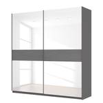 Schwebetürenschrank SKØP Graphit / Glas Weiß - 225 x 236 cm - 2 Türen - Comfort