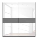 Schwebetürenschrank SKØP Graphit / Glas Weiß - 225 x 236 cm - 2 Türen - Comfort