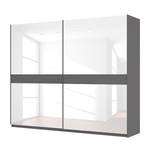 Schwebetürenschrank SKØP Graphit / Glas Weiß - 270 x 222 cm - 2 Türen - Premium