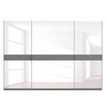 Schwebetürenschrank SKØP Graphit / Glas Weiß - 315 x 222 cm - 3 Türen - Basic