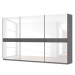 Zweefdeurkast Skøp grafietkleurig/wit glas - 360 x 222 cm - 3 deuren - Comfort