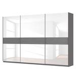 Schwebetürenschrank SKØP Graphit / Glas Weiß - 360 x 236 cm - 3 Türen - Basic