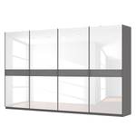 Schwebetürenschrank SKØP Graphit / Glas Weiß - 360 x 222 cm - 4 Türen - Basic