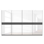 Schwebetürenschrank SKØP Graphit / Glas Weiß - 360 x 222 cm - 4 Türen - Basic