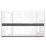 Schwebetürenschrank SKØP Graphit / Glas Weiß - 360 x 222 cm - 4 Türen - Comfort