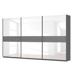 Schwebetürenschrank SKØP Graphit / Glas Weiß - 405 x 236 cm - 3 Türen - Basic