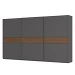 Schwebetürenschrank SKØP Graphit / Nussbaum Royal Dekor - 405 x 236 cm - 3 Türen - Premium