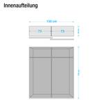 Schwebetürenschrank Soft Smart Senfgelb / Edelstahl / Kernbuche - Breite: 150 cm - Ohne Spiegeltür/-en