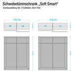 Schuifdeurkast Soft Smart Hoogglans wit/wit - Breedte: 150 cm - Zonder spiegeldeuren